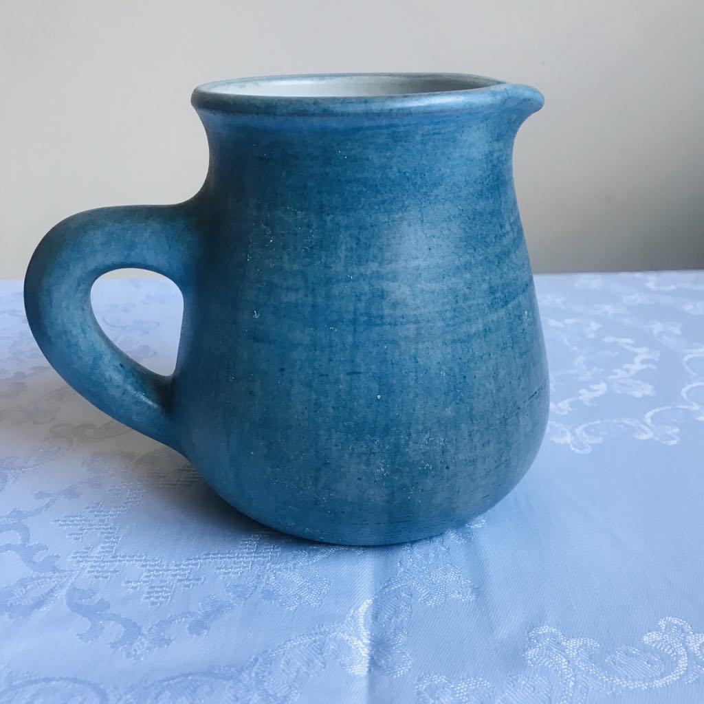 Vintage: kan - blauw met bladermotief - Afbeelding 6