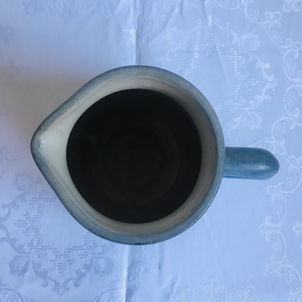 Vintage: kan - blauw met bladermotief - Afbeelding 3