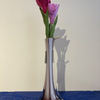 Vintage: glazen vaasje roze
